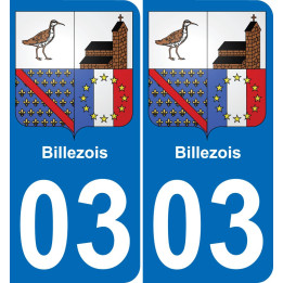 03 Billezois autocollant sticker plaque immatriculation auto ville