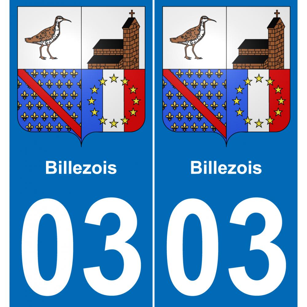 03 Billezois autocollant sticker plaque immatriculation auto ville