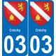 03 Créchy sticker plate registration city