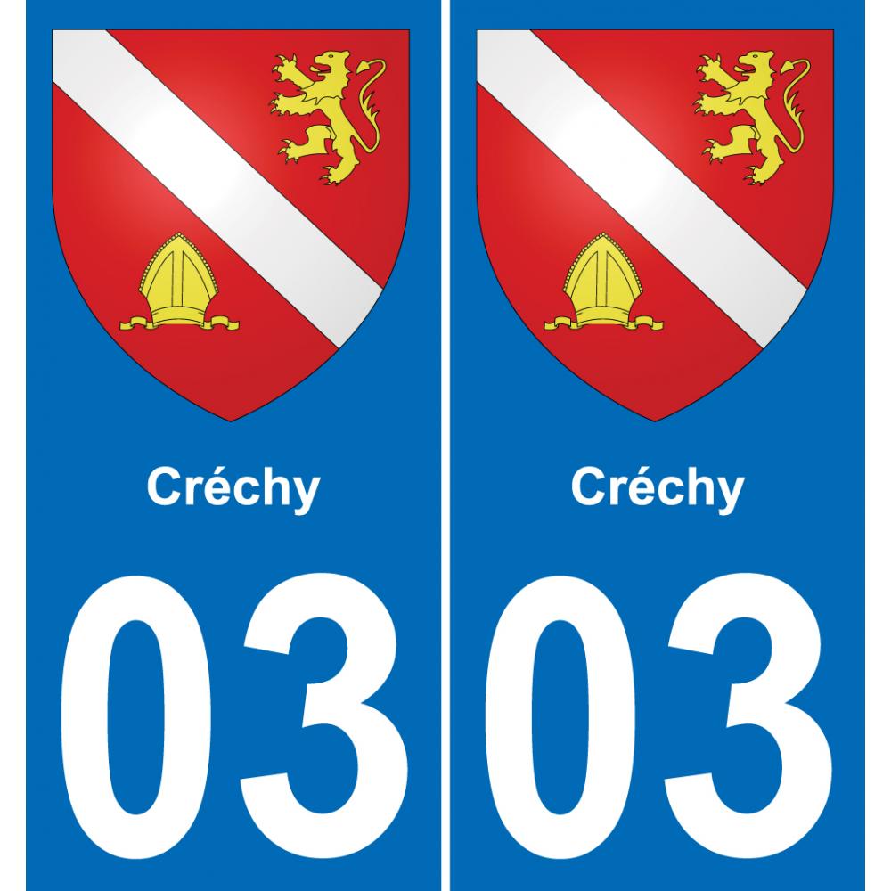 03 Créchy placa etiqueta de registro de la ciudad