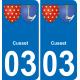 03 Cusset autocollant sticker plaque immatriculation auto ville