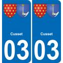 03 Cusset autocollant sticker plaque immatriculation auto ville