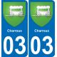 03 Charroux autocollant sticker plaque immatriculation auto ville