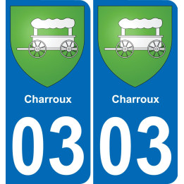 03 Charroux autocollant sticker plaque immatriculation auto ville