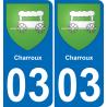 03 Charroux autocollant sticker plaque immatriculation auto ville