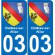 03 Château-sur-Allier autocollant sticker plaque immatriculation auto ville