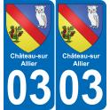 03 Château-sur-Allier autocollant sticker plaque immatriculation auto ville