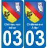 03 Château-sur-Allier autocollant sticker plaque immatriculation auto ville