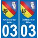 03 Château-sur-Allier autocollant sticker plaque immatriculation auto ville