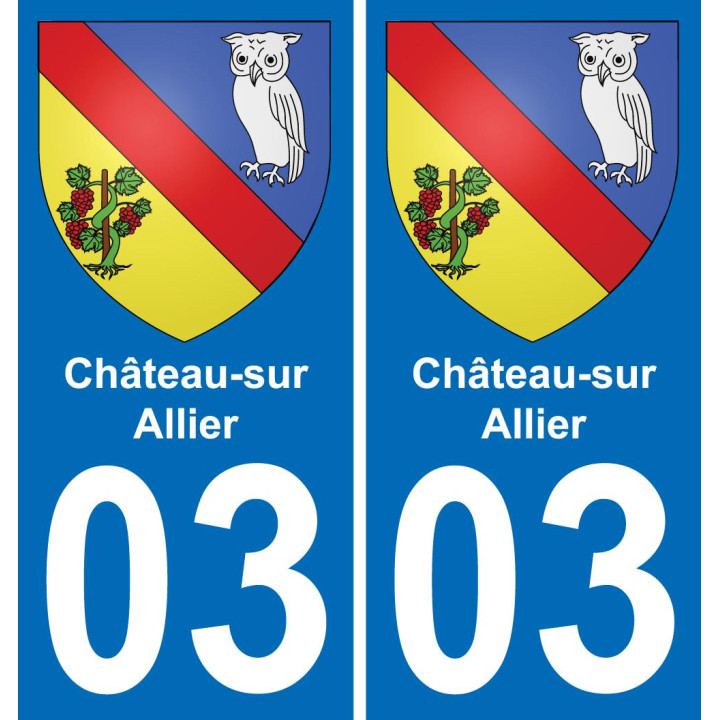 03 Château-sur-Allier autocollant sticker plaque immatriculation auto ville
