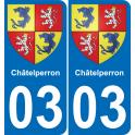 03 Châtelperron autocollant sticker plaque immatriculation auto ville