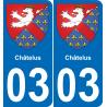 03 Châtelus placa etiqueta de registro de la ciudad