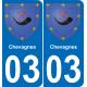 03 Chevagnes autocollant sticker plaque immatriculation auto ville