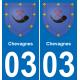 03 Chevagnes autocollant sticker plaque immatriculation auto ville