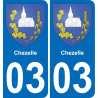 03 Chezelle placa etiqueta de registro de la ciudad