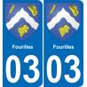 03 Fourilles autocollant sticker plaque immatriculation auto ville