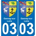 03 Gannay-sur-Loire autocollant sticker plaque immatriculation auto ville
