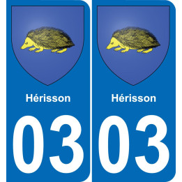 03 Hérisson autocollant sticker plaque immatriculation auto ville