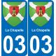 03 La Chapelle autocollant sticker plaque immatriculation auto ville