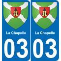 03 La Chapelle autocollant sticker plaque immatriculation auto ville