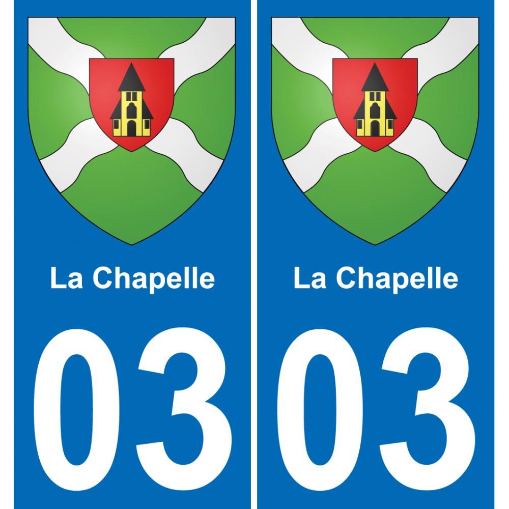 03 La Chapelle autocollant sticker plaque immatriculation auto ville