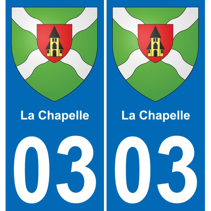 03 La Chapelle autocollant sticker plaque immatriculation auto ville
