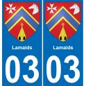 03 Lamaids autocollant sticker plaque immatriculation auto ville