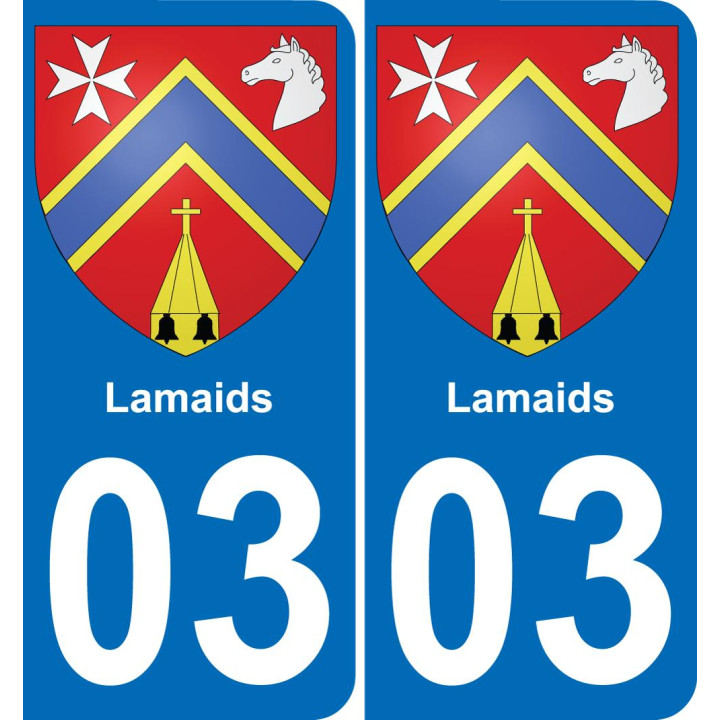 03 Lamaids autocollant sticker plaque immatriculation auto ville