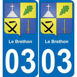 03 Le Brethon autocollant sticker plaque immatriculation auto ville