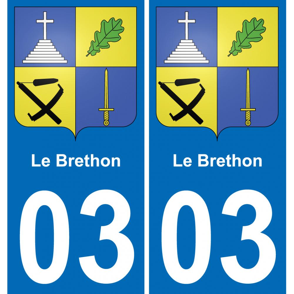 03 Le Brethon autocollant sticker plaque immatriculation auto ville