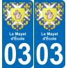 03 Le Mayet-d'École placa etiqueta de registro de la ciudad