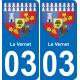 03 Le Vernet autocollant sticker plaque immatriculation auto ville