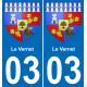 03 Le Vernet autocollant sticker plaque immatriculation auto ville