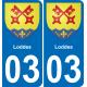 03 Loddes autocollant sticker plaque immatriculation auto ville