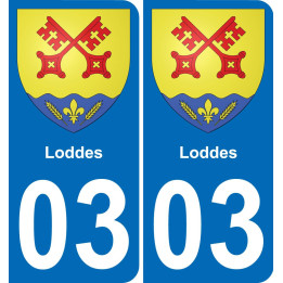 03 Loddes autocollant sticker plaque immatriculation auto ville