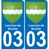 03 Louroux-de-Bouble autocollant sticker plaque immatriculation auto ville