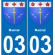 03 Mazirat autocollant sticker plaque immatriculation auto ville