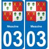 03 Meaulne autocollant sticker plaque immatriculation auto ville