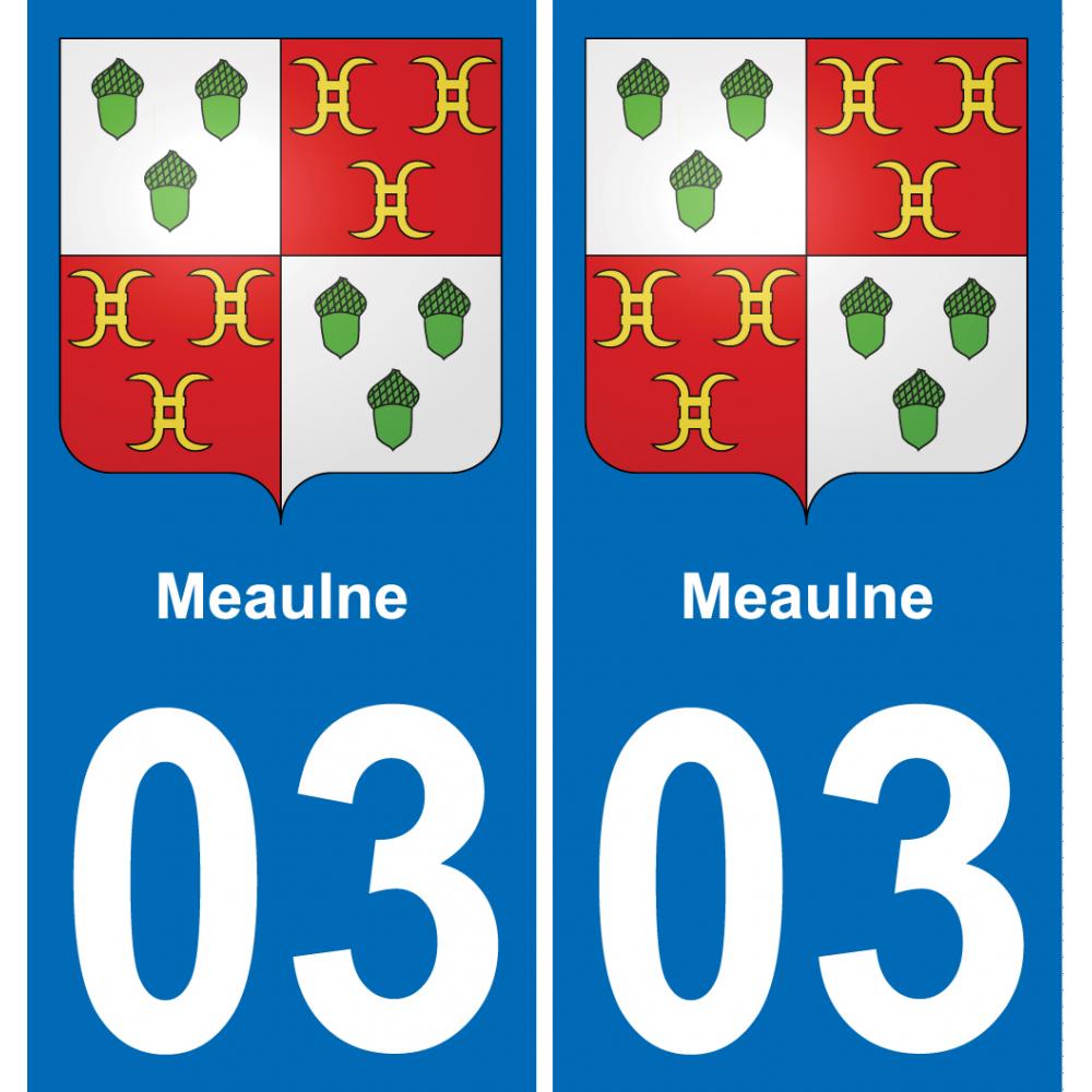 03 Meaulne autocollant sticker plaque immatriculation auto ville
