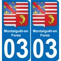 03 Montaiguët-en-Forez autocollant sticker plaque immatriculation auto ville