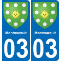 03 Montmarault placa etiqueta de registro de la ciudad