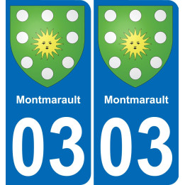 03 Montmarault autocollant sticker plaque immatriculation auto ville