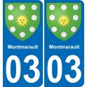 03 Montmarault autocollant sticker plaque immatriculation auto ville