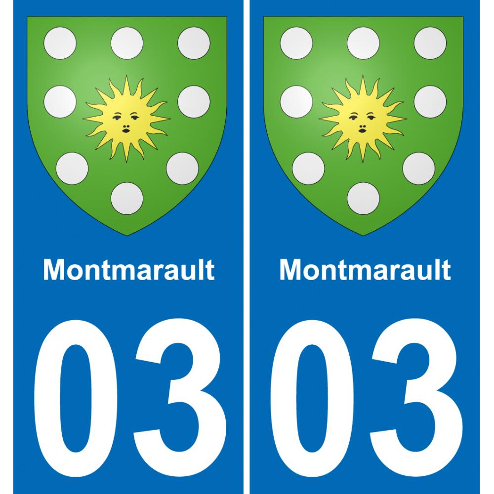 03 Montmarault autocollant sticker plaque immatriculation auto ville
