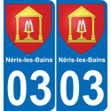 03 Néris-les-Bains placa etiqueta de registro de la ciudad