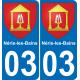 03 Néris-les-Bains autocollant sticker plaque immatriculation auto ville