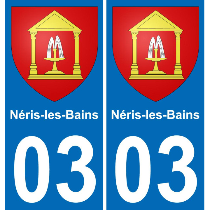 03 Néris-les-Bains autocollant sticker plaque immatriculation auto ville