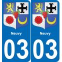 03 Neuvy autocollant sticker plaque immatriculation auto ville