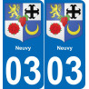 03 Neuvy placa etiqueta de registro de la ciudad