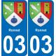 03 Ronnet autocollant sticker plaque immatriculation auto ville